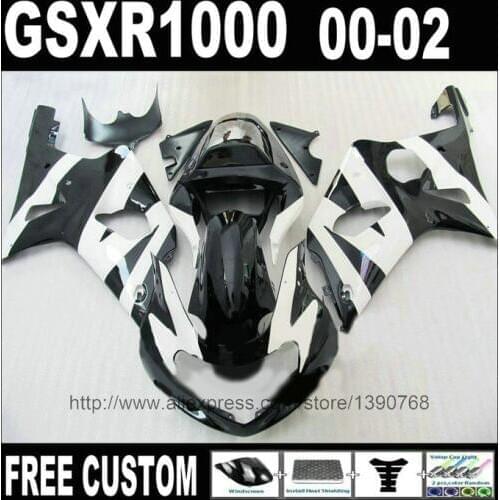 Lowest price fairings set for SUZUKI GSXR 1000 00 01 02 K2 white black GSXR1000 2000 2001 2002 ABS fairing kit FH23