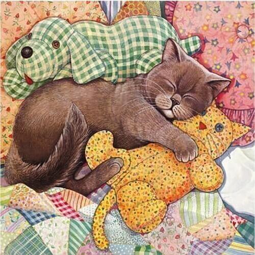 Cat and Cartoon Animal Doll Diamond Painting Round Full Drill Nouveaute DIY Mosaic Embroidery 5D Cross Stitch Home Decor Gifts