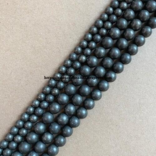 Free Shipping Natural Stone Iron Pyrite Round Loose Beads 15" Strand 4 6 8 10MM Pick Size For Jewelry Making