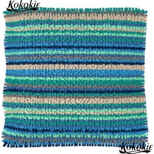 Latch hook rug Horizontal stripe carpet cross stitch kits embroidery yarn handicraft pillow DIY Cushion Patchwork Pillowcase