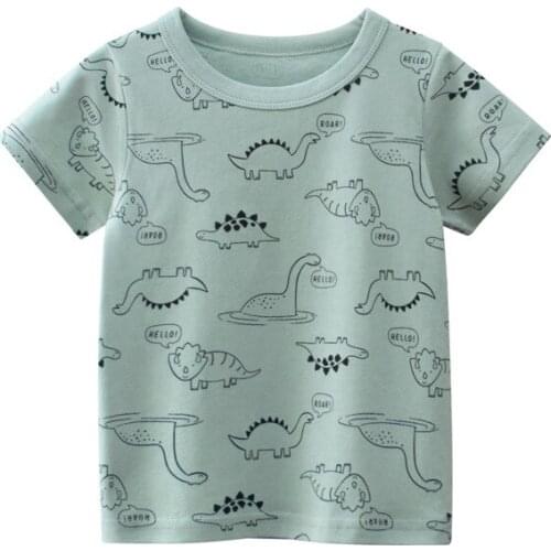 Summer Kids Boys Short Sleeve T-shirts Tops Clothes 2-9Y Baby Boy Dinosaur Print Tees Children Clothing Kid Cotton Outfit