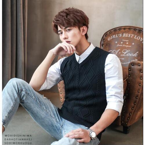 Men Vest Sweater V-neck knit Autumen Sleeveless