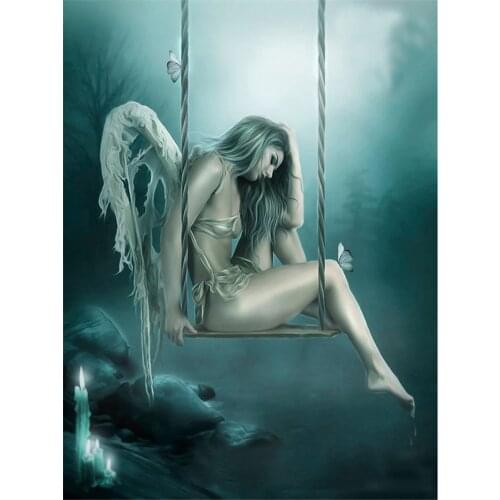 Black Angel Beauty DIY Cross Stitch 11CT Embroidery Kits Craft Needlework Set Cotton Thread Printed Canvas Dropshipping