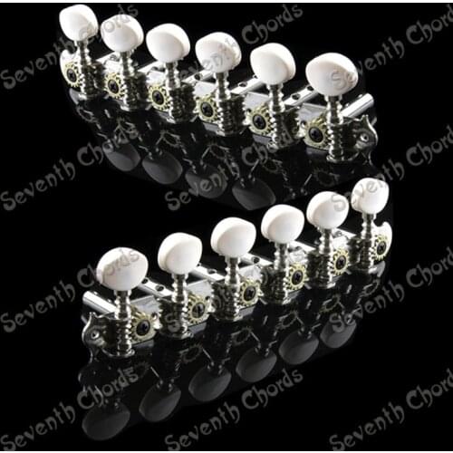A set 2 Pcs 6R6L Chrome 12 String Acoustic Guitar Tuning Pegs Keys Machine Heads String Tuners