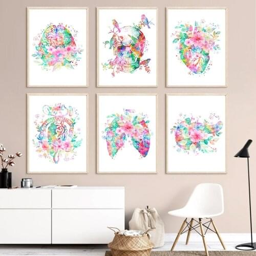 Anatomy Medicine Human Organs Heart Lung Wall Art Canvas Painting Nordic Posters And Prints Wall Pictures For Living Room Decor