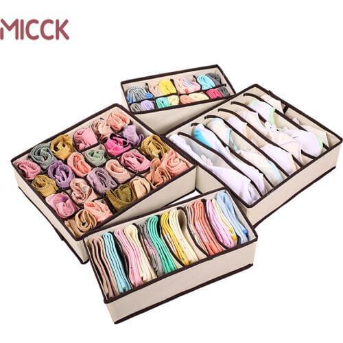 MICCK Non-woven Underwear Bra Organizer Storage Box Ties Scarf Socks Divider Drawer Closet Organizers Boxes Wardrobe Container