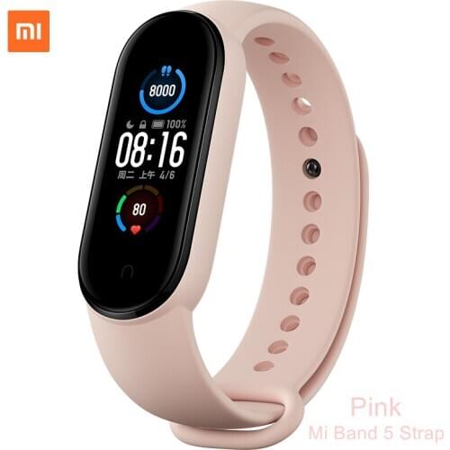 Original Xiaomi Mi Band 5 Strap Pink Purple Mint Green Teal Color Bracelet for Xiaomi Mi Smart Band 5 NFC Wristbands