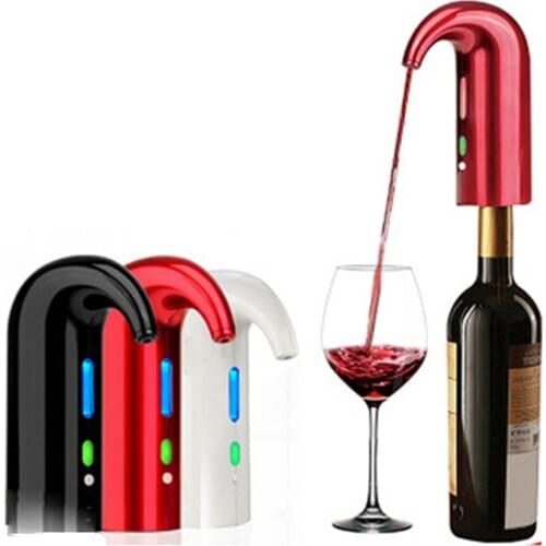 Portable Smart Wine Decanter USB Electric Red Wine Pourer Home Bar Automatic Quick Wine Aerator Dispenser Stainless Steel Tube
