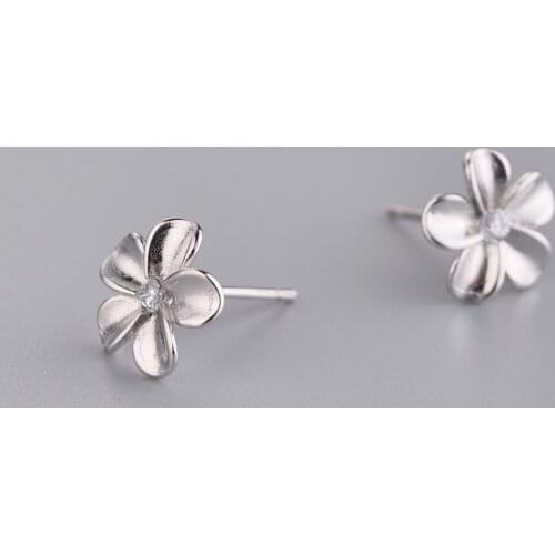 Real 100% 925 Sterling Silver flower Stud Earrings for Women Girls Fashion sterling-silver-jewelry brincos brinco