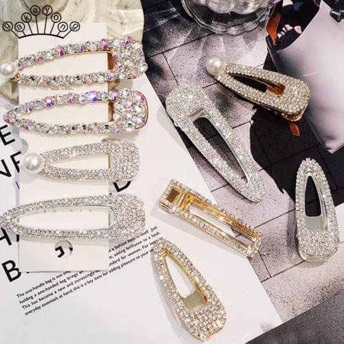 Bling Crystal Hair Pins Gold Silver Color Hair Jewelry Rhinestone Hair Clips Pins Barrette Styling Tools Accessories