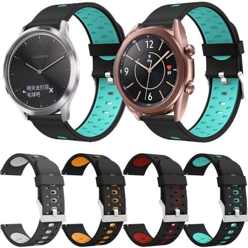 Silicone Wristband for Samsung galaxy watch 3 41 SM-R850/Active 2 44 40 for Garmin Forerunner 245 645/Vivomove 3 3t Accessories