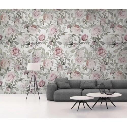 Modern simple retro rich peony flower leaf background wall decoration wallpaper murals