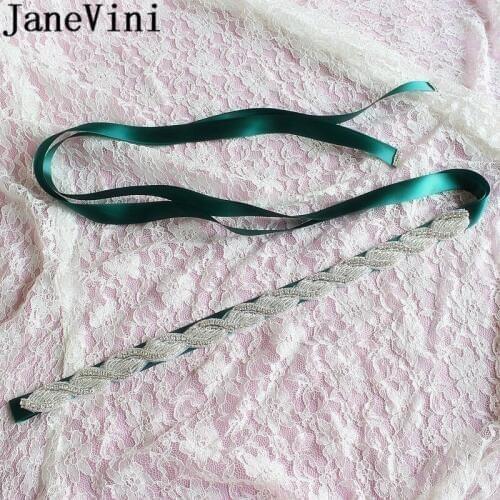 JaneVini 2018 Rhinestones Wedding Belt Beaded Satin Bridesmaid Sash Bridal Dresses Belt Wedding Accessories Ribbon Sashes Belts