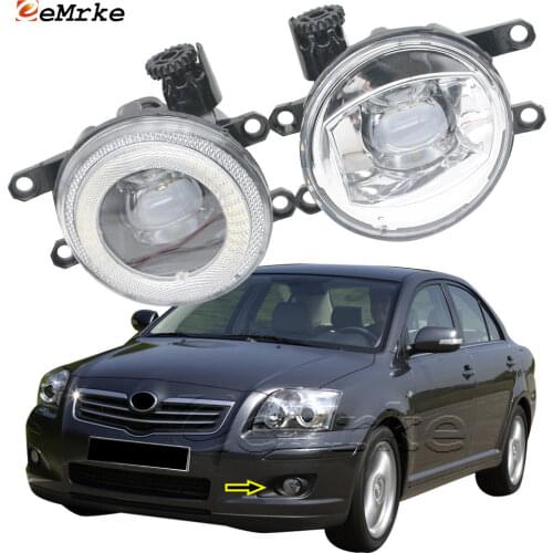 2in1 LED Angel Eye Daytime Running Lights DRL + Cut-Line Lens Fog Lights for Toyota Avensis T25 Facelift 2006 2007 2008 2009