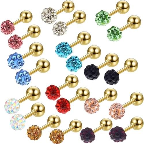 TIANCIFBYJS Stainless Steel Ball Stud Earrings for Men Women CZ Cartilage Helix Ear Piercing Tragus Ear Lobe Stud Earring