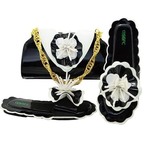 African style flat slippers and bags with matching casual shoes and bags, banquet shoes and bags