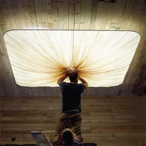 Creative Chinese fabric rectangular ceiling lights bedroom living room Nordic dining room art square Cloth lamps LED fixtures