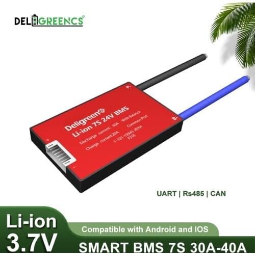 Smart BMS 7S 30A 40A 60A UART 485 Bluetooth 3.7V Rated Li-ion Battery PCB Electric Scooter Battery Monitoring