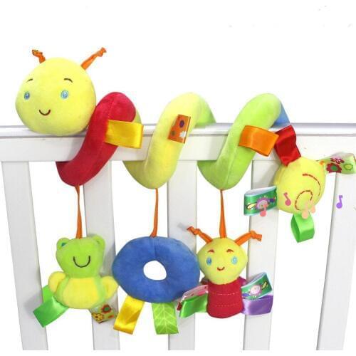 Happy Monkey Newborn Baby Stroller Toys Lovely Worm Model Baby Bed Hanging Toys Educational Baby Soft Rattle Toys