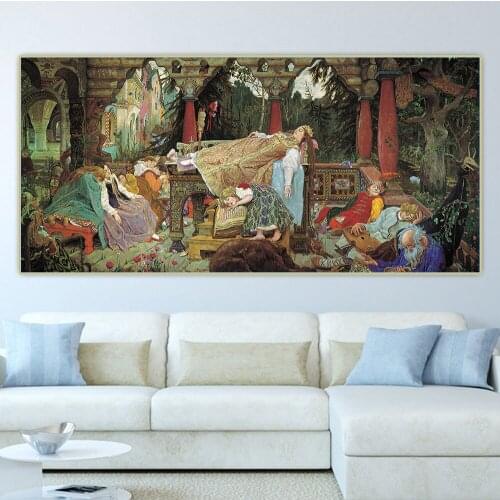 Viktor Vasnetsov《The Sleeping Princess》Canvas Oil Painting Vintage Artwork Aesthetic Picture Wall Hanging Decor Home Decoration