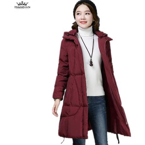Medium long Cotton-padded Women Hooded Thick Cotton Clothing 2019 Autumn Winter New Fashion Plus size Warm Cotton Jackets Parka