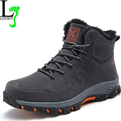 Winter Outdoor Boots Mens Sneakers Sow Suede Casual Shoes Men Rubber Ankle Snow Boots Non-slip Walking Shoes Warm Work Botas