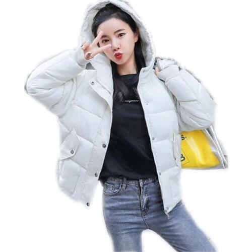 Winter Women Short Parkas 2018 New Fashion Down Cotton Jacket Female Hooded Long Sleeve Thicken Padded Winter Jackets FemaleQ704