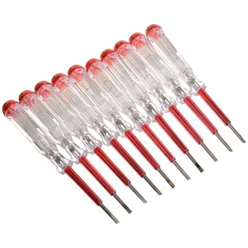 10pcs 200-250V Circuit Tester Screw Driver Voltage Pen Electrical Test Screwdriver Pen Detector Screwdriver Probe Test Pen
