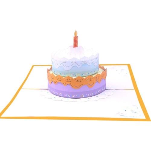 10pcs Wholesale 3D Handmade Colorful Birthday Cake Paper Invitation Greeting Cards PostCard Kids Birthday Party Baby Shower Gift