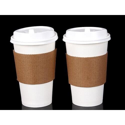 100pcs/pack Disposable Kraft Paper Cup Holder Insulation Paper Cup Cover