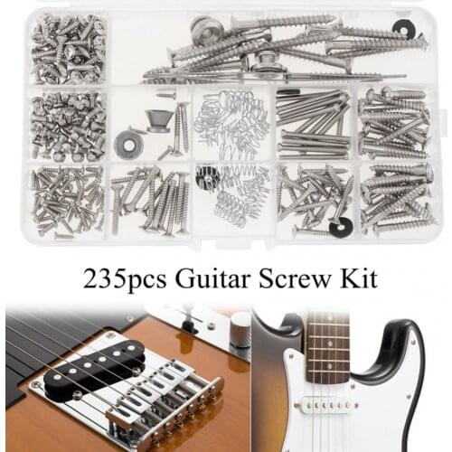 235pcs Guitar Screw Kit Bridge Neck Plate Pickup Ring Pickguard Screw Accessories with Storage Box Fit for ST TL Pickup Bridge