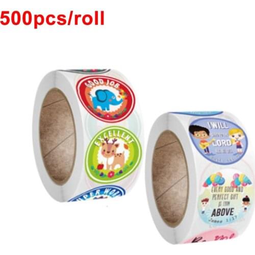 500PCS Cartoon Reward Encouragement Roll Sticker for Kids Motivational Stickers with Cute Animals for Kids Students Teachers