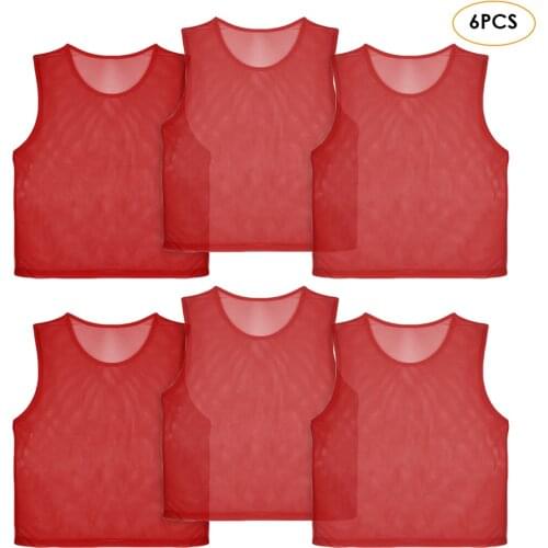 6 Pack Mesh Scrimmage Training Vests Football Vest Breathable Jerseys Bibs Practice Sports Vest Team Training Bibs Adults
