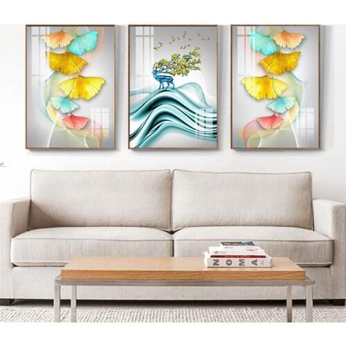 Colorfull Botanical Leaf Abstract Poster Tree Elk Wall Art Print Nordic Canvas Painting Modern Pictures Living Room Decor