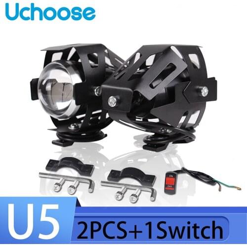 Motorcycle Head Light Lamp U5 2Pcs 12V 125W Motorbike Driving Spotlight High Low Beam Flash Motorcycle Led Headlight