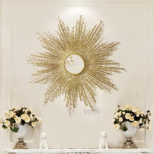 Luxury Wrought Iron 3D Wall Decorative Mirror Metal Sunglasses Crafts Home Livingroom Sofa Background Wall Mural Ornaments Decor