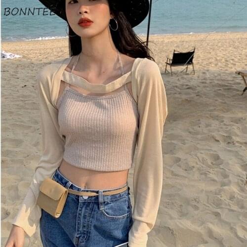 T-shirts Women Summer See Through Crop Top Casual Sun-proof Candy Colors Ins Design Fashion Daily Mujer Harajuku All-match Chic