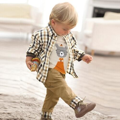 BINIDUCKLING Toddler Boys Clothing Set Cartoon Printed 3PCS Outfits Spring Shirt T-Shirt Pants For Little Boys Kids Clothes