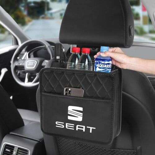 Car Seat Back Leather Organizer Bag Auto Storage Tidying Bag Accessories For Seat Leon Ibiza Arona Altea Ateca Toledo Exeo