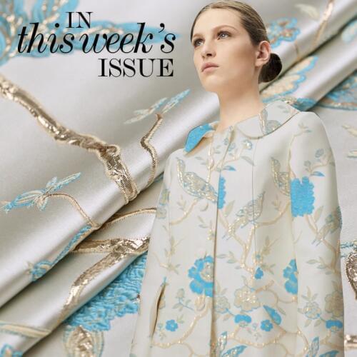 Hot sale fashion france imported jacquard tapestry satin fashion fabric for coat dress crisp tissu au meter bright cloth DIY