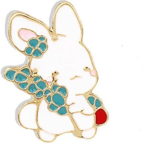 Little white rabbit Metal Enamel Pins and Brooches for Women Men Lapel pin backpack bags badge kids Gifts