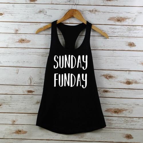 Fashion Grunge Tumblr Aesthetic Tumblr Slogan Hipster Vest Undershirt Singlet Sleeveless Garment Tops Sunday Fun Day Tanks Women
