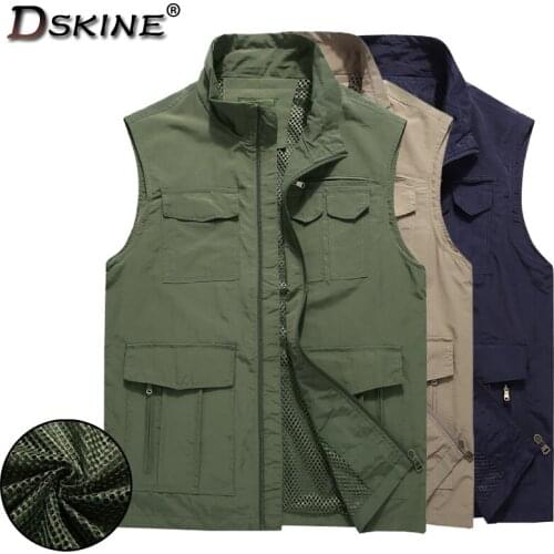 Men 2021 New Jacket Sleeveless Thin Sectionvest Autumn Fashion Casual Slim Outdoor Windproof Multi-Pocket Solid Colorvest Men
