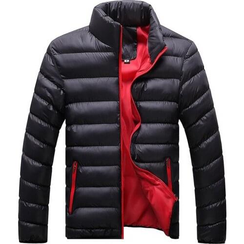 Mens Korean Slim Fit Cotton Padded Winter Coat Vertical Collar Men Jacket Youth Down Thick Warm Coat