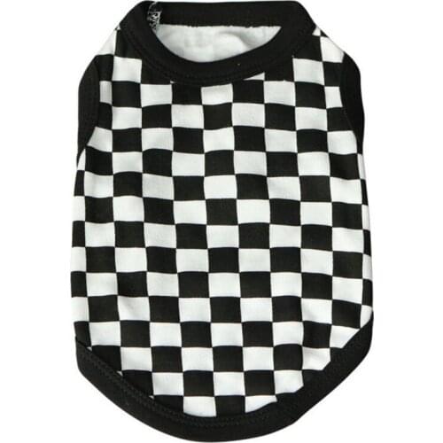 Soft Comfortable Pet Dog Vest Cartoon Cats Dogs Checkered Pattern T-Shirt Clothes Breathable Vest Pet Costume Spring Summer