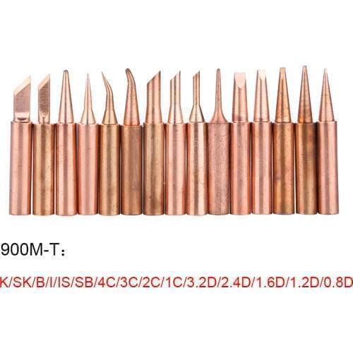 15PCS/Lot Pure Copper Solder Iron Tip Lead-free 900M-T Series Welding Head For Hakko 936 937 Soldering BGA Rework Tools