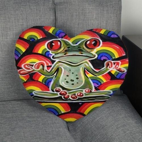 Custom frog art painting Heart Shape Pillow Cover Custom Zipper Pillowcase Cover Wedding Home Office Decorative 1pcs custom