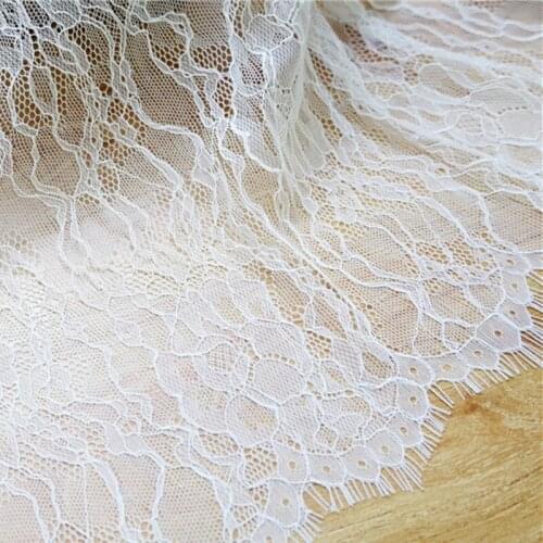 Nylon Dress Eyelash Lace Soft Bilateral Chantilly Lace Fabric DIY Sewing Craft Accessories Dress Material 3 Yards Length