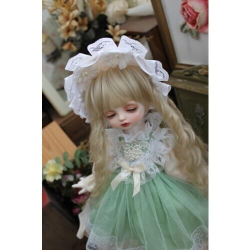 BJD Doll clothes suitable for 1-3 1-4 1-6 size fashion dress light green skirt with headwear doll accessories