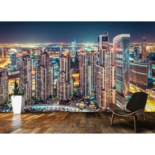 Papel de parede Dubai business bay city architecture night view 3d wallpaper mural,living room tv wall bedroom home decor